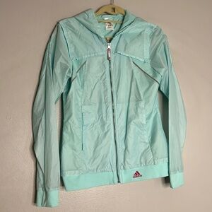 Adidas windbreaker women’s running jacket seafoam blue small women’s